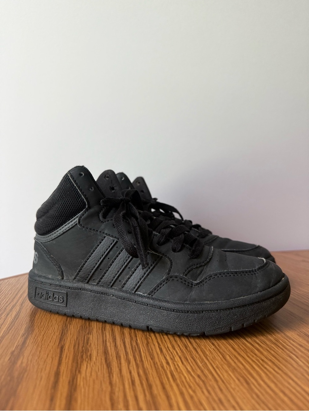 Adidas Hoops Mid Classic Black Kids High-Top Basketball Shoe Size 1